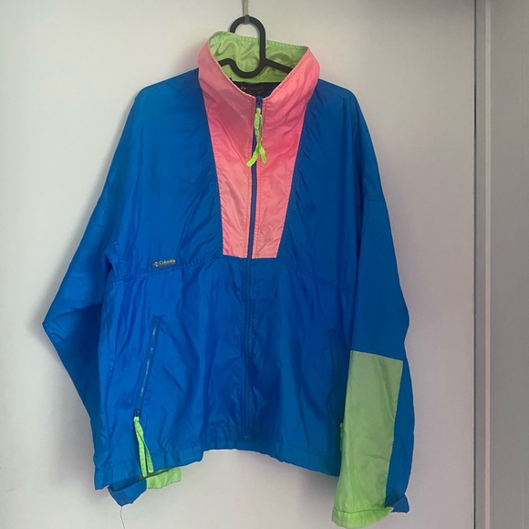 Columbia vintage lightweight radial sleeve jacket. Blue pink green size M - Picture 15 of 15
